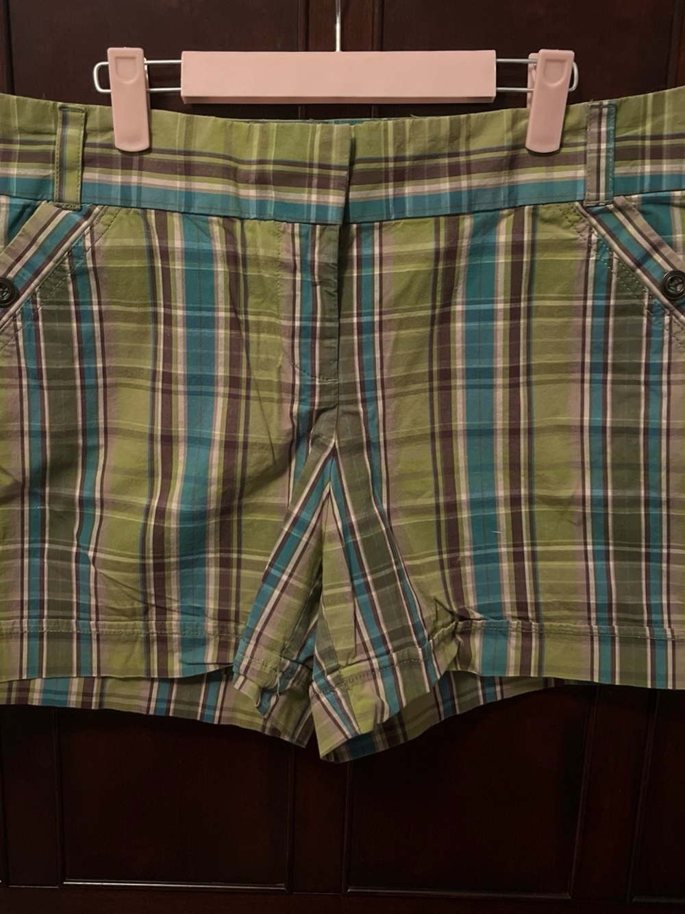 Apt. 9 Green Plaid Bermuda Shorts with Teal Accents